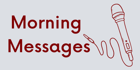 Grey background with a microphone and the heading Morning Messages